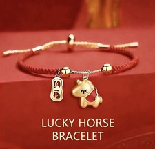 2026 New Year Red String Lucky Horse Bracelet, Adjustable Chinese Zodiac