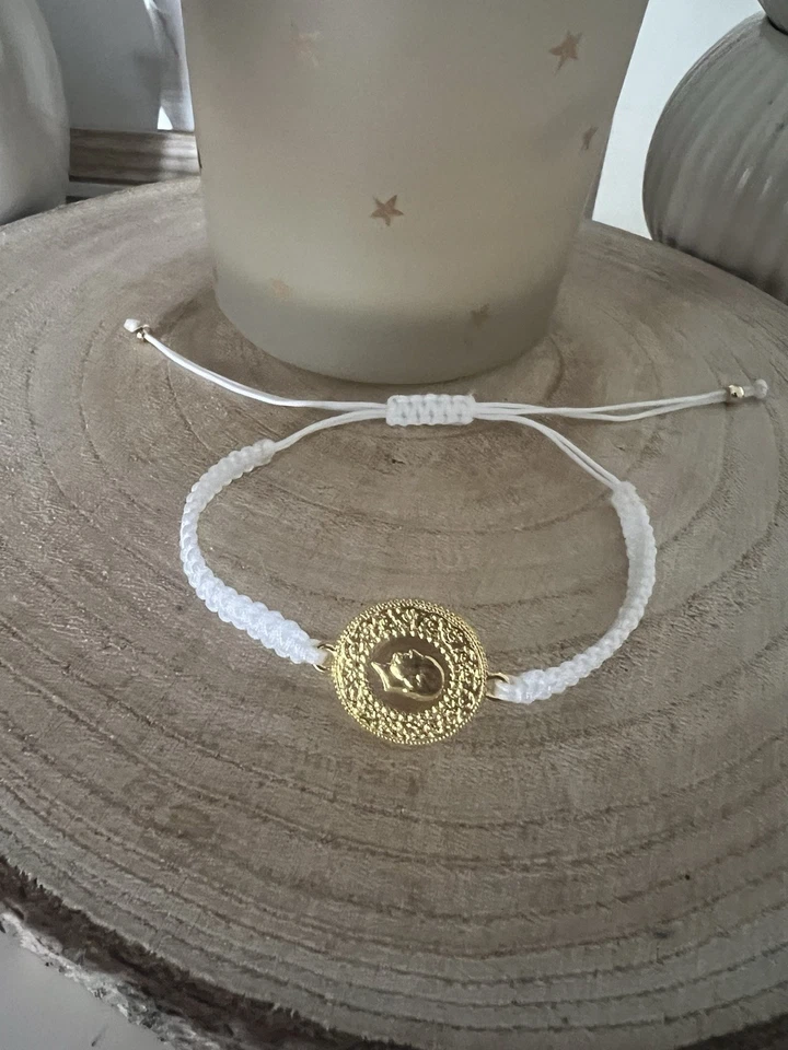 Ceyrek Bileklik|Armband| vergoldet|Altin Kaplama-Atatürk Münze|Makramee Weiß - Bild 2 von 4