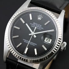 VINTAGE ROLEX 1601 DATEJUST CAL 1570 26J AUTOMATIC BLACK DIAL MEN`S DATE WATCH