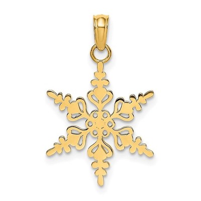 14k Gelbgold poliert Schneeflocke Anhänger K4743