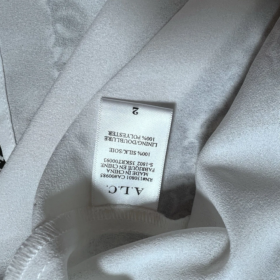 A.L.C. Ray цветочный мини юбка шелк собранными в Рюш оборки черный белый размер 2 старые деньги Y2K - Изображение 3 из 4