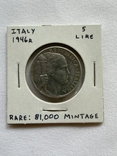 Italia 1946 R - 5 liras - KM # 89 - Moneda de aluminio - Rara de colección