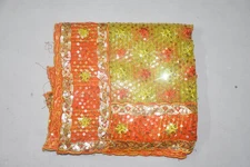 Stunning Indian Bridal Dupatta Sequins Beaded Scarf Georgette Veil Stole Hijab L