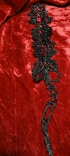 Antique Mourning Beaded Victorian Black Adornment Applique Trim 14"L 2"W