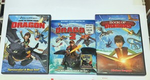 Dreamworks DVD Lot 3pc. How To Train Your Dragon 1 & 2 Blu Ray-Book Of