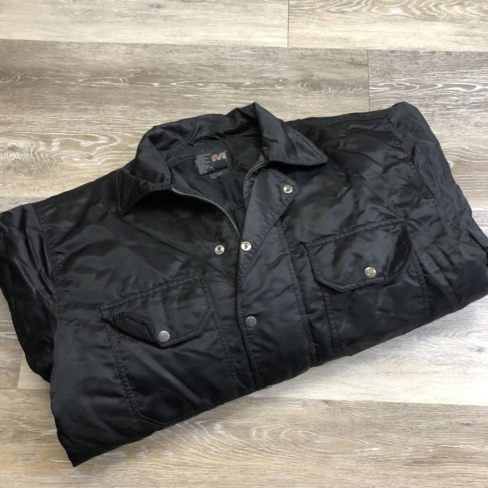 MARIO MONETTI Snap & Zip Up Long Sleeve Black Jacket Men's Size Medium