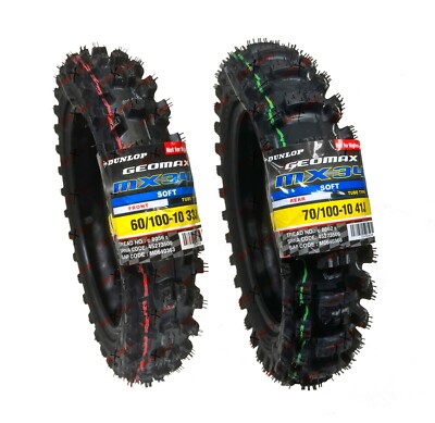 Dunlop MX34 60/100-10 70/100-10 Tire Set Front Rear 2.50-10 CFR50