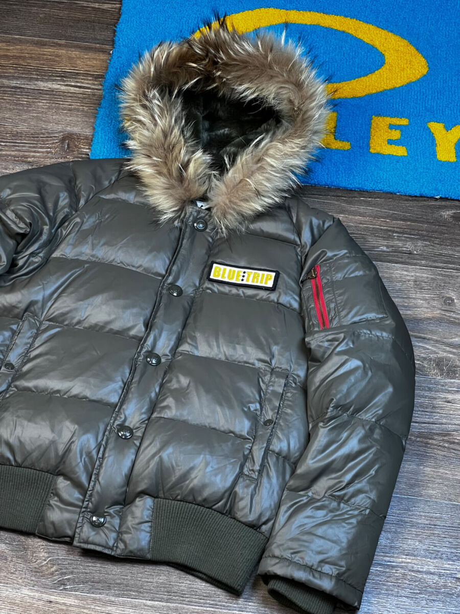 Mens Edwin Blue Trip Japanese with Fur Puffer Jacket in Mens Edwin Blue Trip Japanese with Fur Puffer Jacket in
