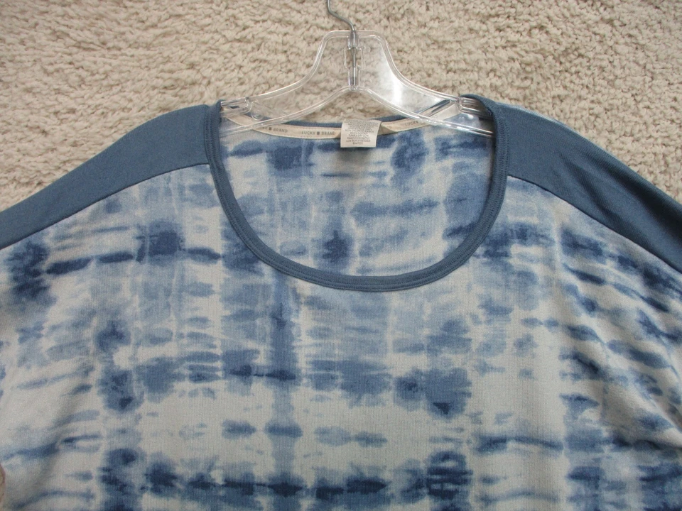 Lucky Brand 睡衣上衣衬衫 2XL XXL 蓝色短袖弹力现代版型女式 — 第 2/4 张图片