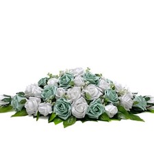 Artificial Wedding Flowers Mint Green White Foam Rose Bouquet Package
