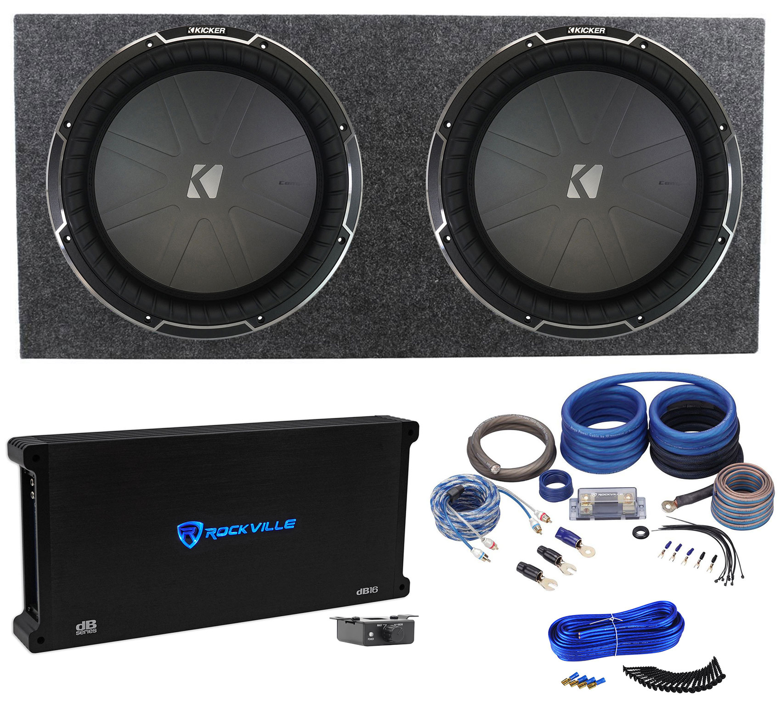 2 Kicker 42CWQ152 850 Вт RMS 12 сабвуферов Герметичная коробка Моноусилитель Комплект усилителей 185790₽