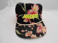 San Sun Vintage Anixter Hawaiian Black Floral Rope Snapback Hat Cap