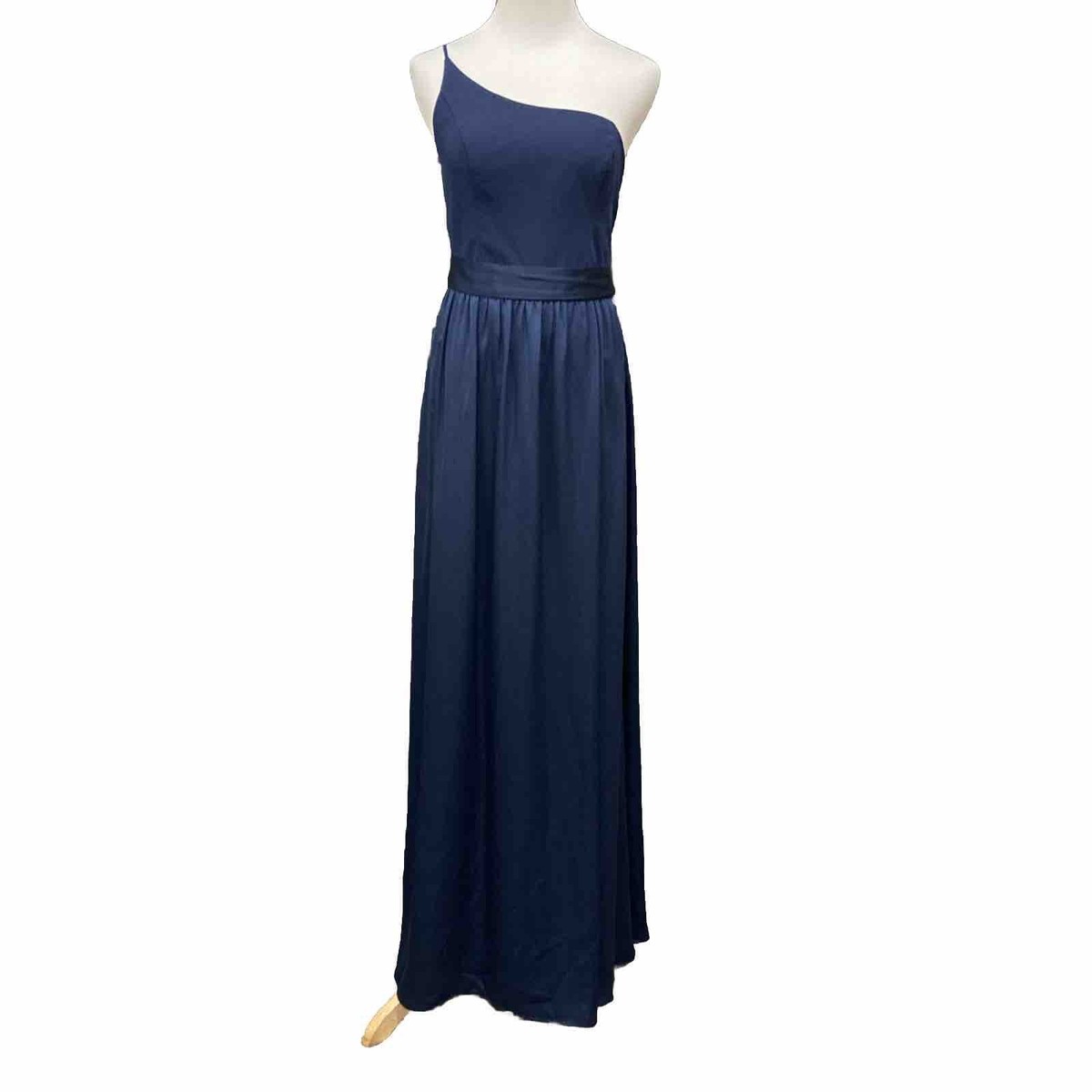 navy blue one shoulder bridesmaid dress One-Shoulder Lace Royal Blue Bridesmaid Dress – FancyVestido main image 0