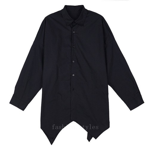 T-shirt uomo nera oversize giapponese irregolare maniche lunghe punk top - Foto 6 di 22