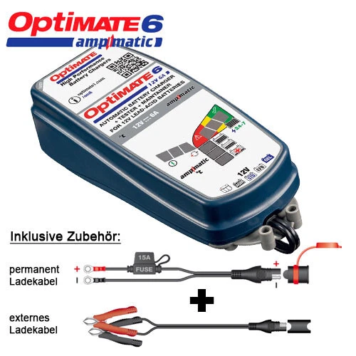 Cargador de batería Tecmate OptiMate 6 Ampmatic TM360, Erw. Enchufe SAE Cuidado 12V