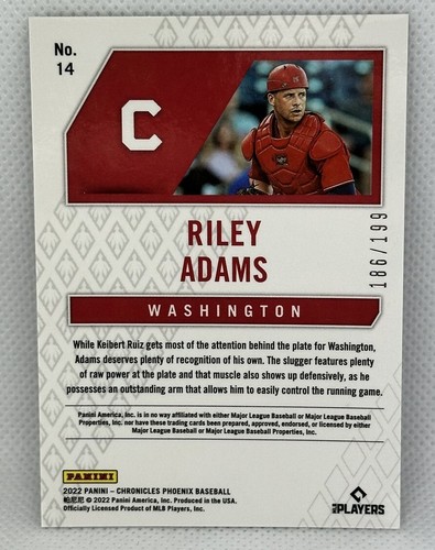 Riley Adams 2022 Panini Chronicles Phoenix #14 RC Red Wave Prizm 186/199 - Picture 2 of 2