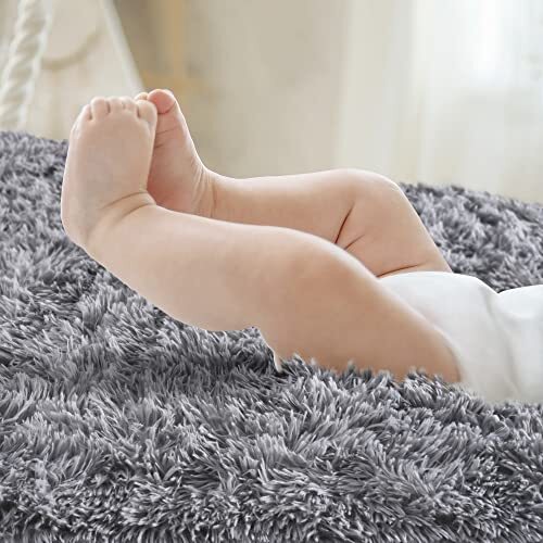 Ultra Soft Fluffy Bedroom Rugs,Shaggy Area Rugs for 2.6' X 5.3' Grey - Afbeelding 4 van 6