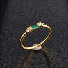 Yellow Gold Plated Stacking Ring For Birthday Gifts for Women's 1.5CT Simulated