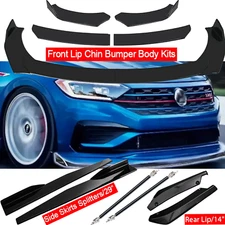 8PCS For Volkswagen Jetta Black Front Bumper Lip Spoiler Splitter Side Skirts