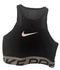 NEW NIKE PRO WOMEN'S DRI-FIT CROPPED Graphic TANK TOP Black DM7689 SIZE XS