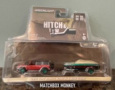 Greenlight Green Machine 2021 Ford Bronco Wildrak Ski Boat w/ Trailer Chase