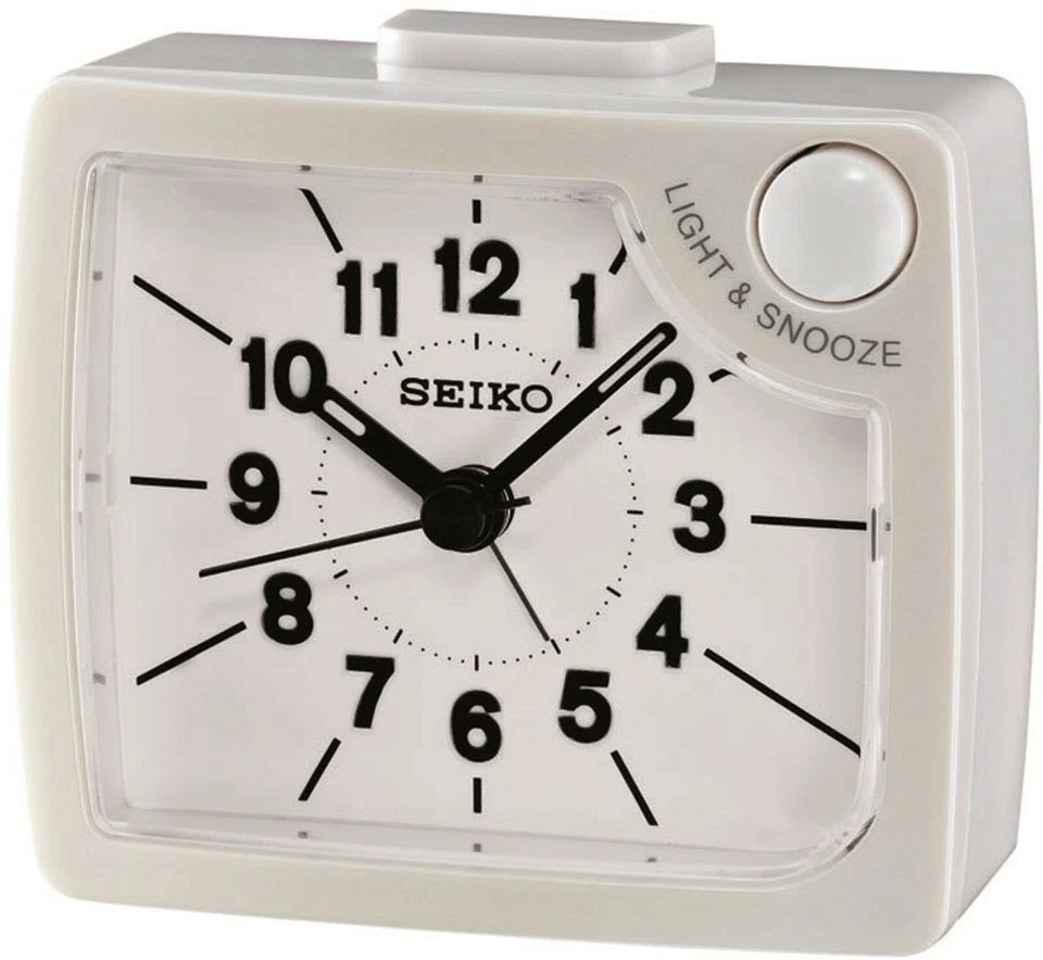 Wecker Quarzwecker analog Zifferblattbeuchtung Schlummer-Funktion weiß Seiko