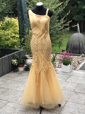 Damenkleid Langkleid Abendkleid Pfirsich Farbend S Mit Perlen Und Tüll