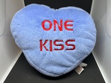 NEW VINTAGE DANDEE ONE KISS HEART PLUSH 7" X 6" X 3-1/2" CANDY VALENTINE LOVE