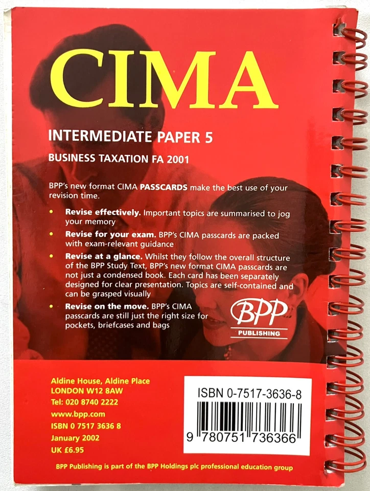 CIMA Business Tax: Revision Cards P5 Revise Exams - Image 3 of 4