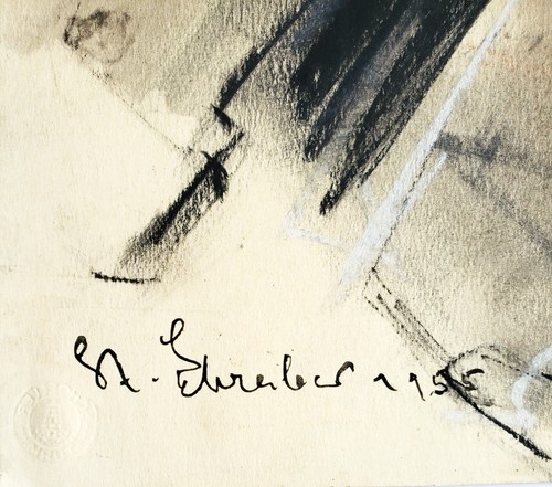 Zeichnung Kreide Gustav Adolf Schreiber Norddeutsche Künstler Franz Hals 1955 - Picture 7 of 9