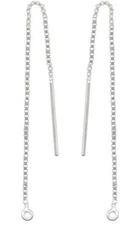 1 Pair 925 Sterling Silver 3" EAR THREAD ~Closed Loop + Box Chain Threaders