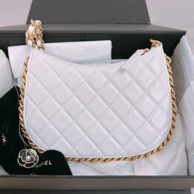 1.5㎝幅CHANELホワイトリボン1ロール100m Chanel Hobo Matelasse Bag AS4378 Half Moon Chain Shoulder