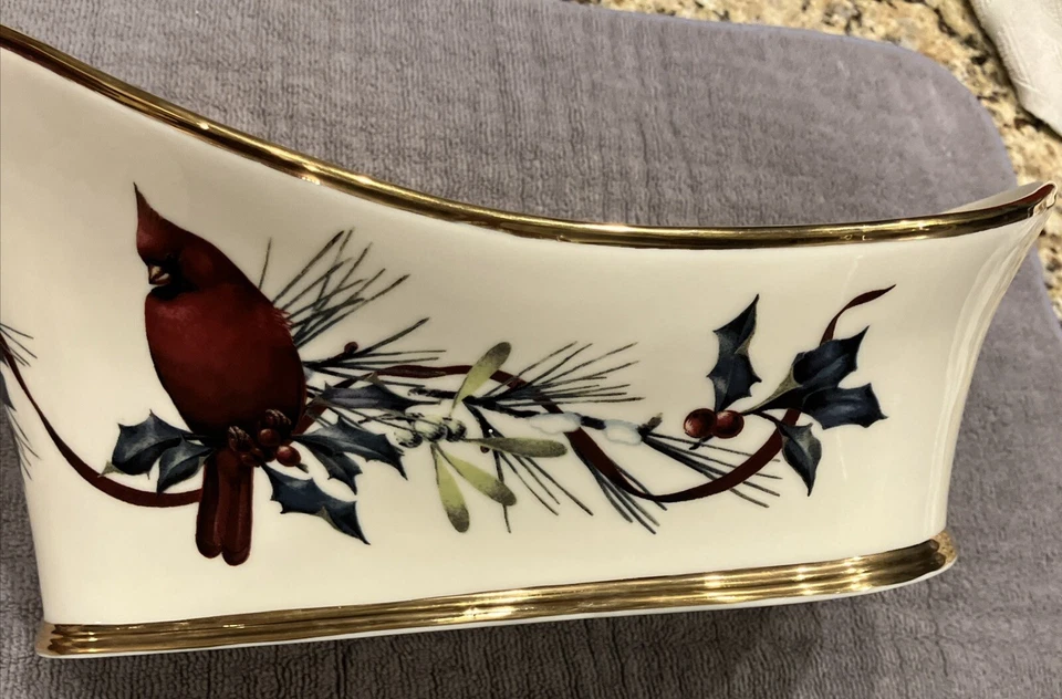 LENOX Winter Greetings Botella de vino Caddy 13.25" Cardinal Christmas Holiday Boxed Foto 3 de 4