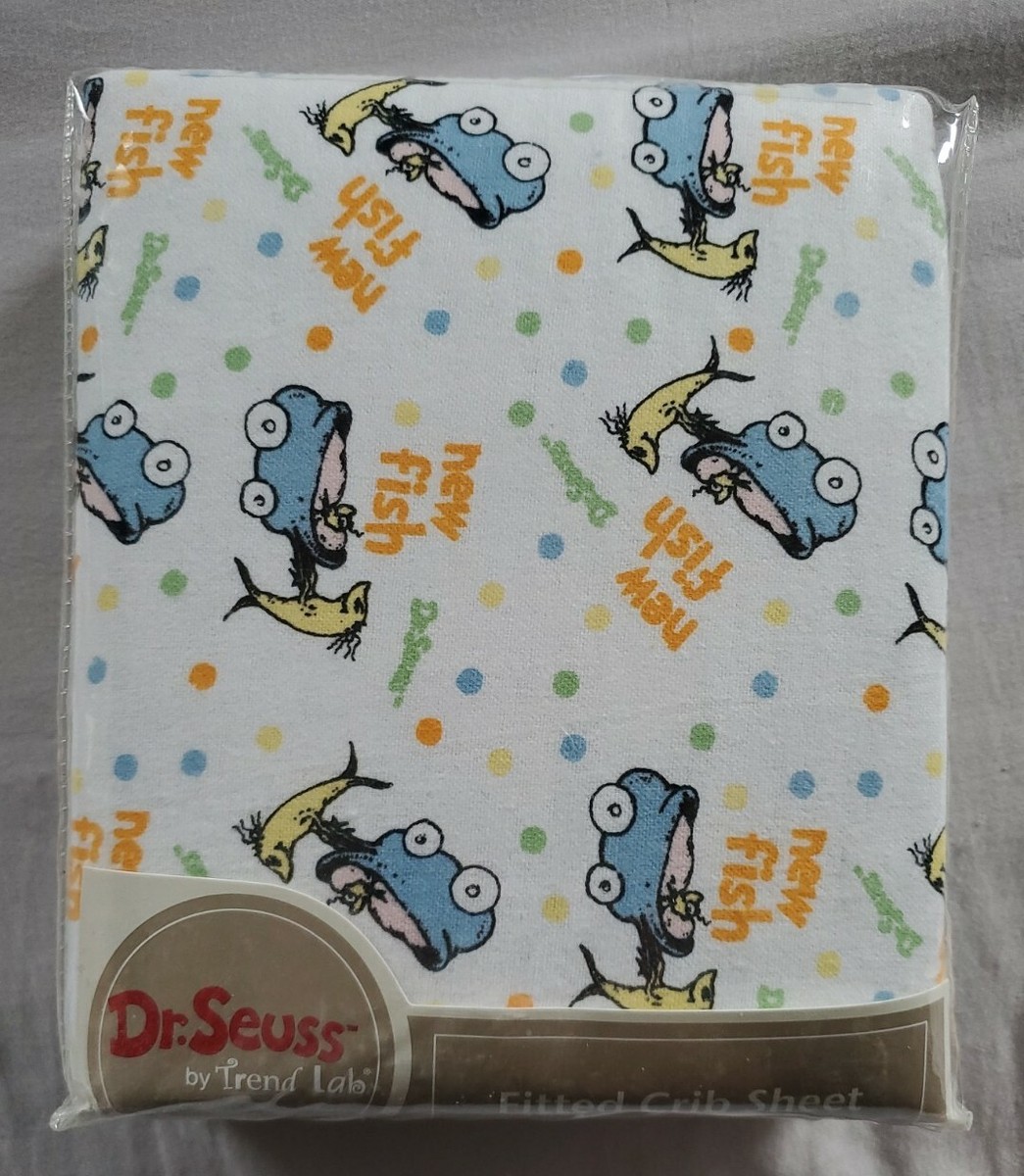 Seuss NEW FISH Fitted Crib Sheet By Trend Lab New in Original Packaging