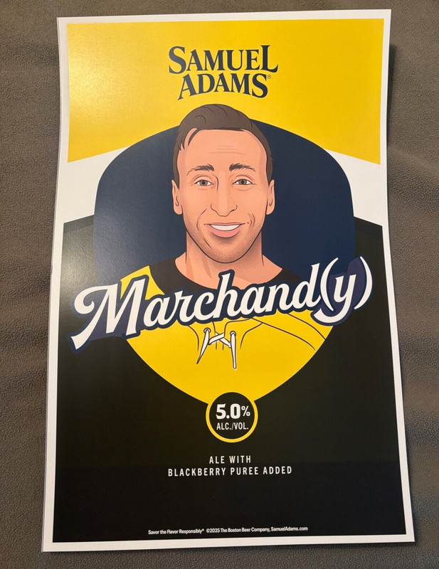 Boston Bruins Samuel Sam Adams Beer Brad Marchand  "Marchand(y)" Hockey Poster