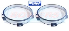 2 x CLASSIC CAR 5 3/4" HEADLIGHT HEADLAMP CHROME SURROUNDS TRIM BEZEL + FIXINGS
