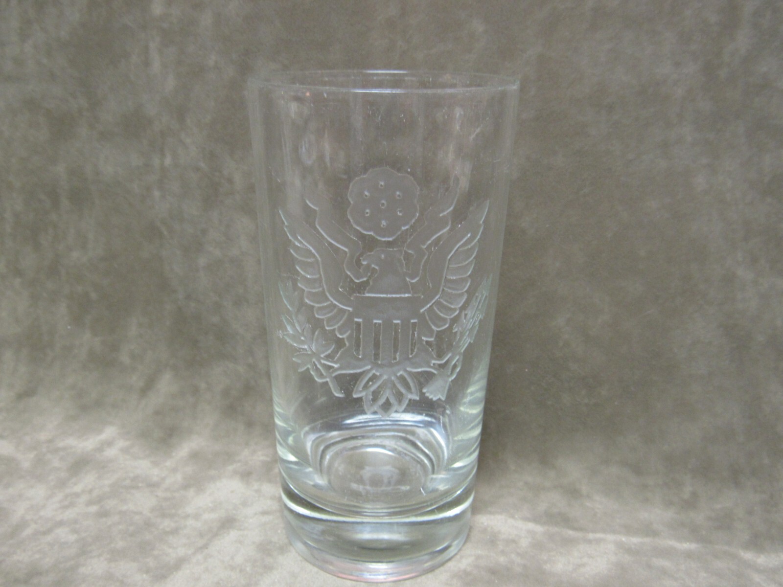 Heavy Etched Glass Tumbler American Eagle US Army Insignia on Crystal Clear