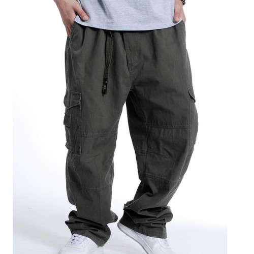 Para Hombre Pantalones Loose Fit Mono Recto Pantalones Ropa de calle  Hip-Hop Varios Bolsillos | eBay