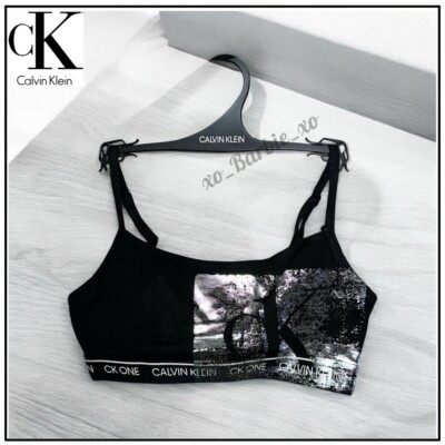 CK One Calvin Klein Foil Bralette Crop Top Bra UK Size 10 (S) £32