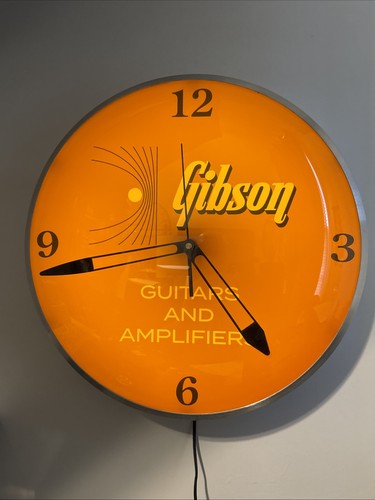GIBSON Vintage Lighted Wall PAM Clock - Kalamazoo Orange