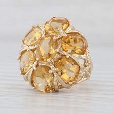 8ctw Citrine Cluster Cocktail Ring 14k Yellow Gold Size 5.75