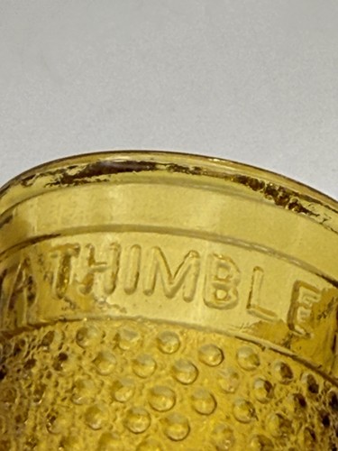 Porta stuzzicadenti vintage "Just A Thimble Full" vetro ambrato shot glass jigger - Foto 15 di 19