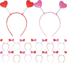 , Pink and Red Heart Headbands - Pack 12  Valentines Day Headbands for Women fo