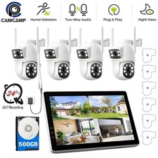 Wireless CCTV Security Camera System with 10CH NVR Monitor 24/7 Recording IP66
