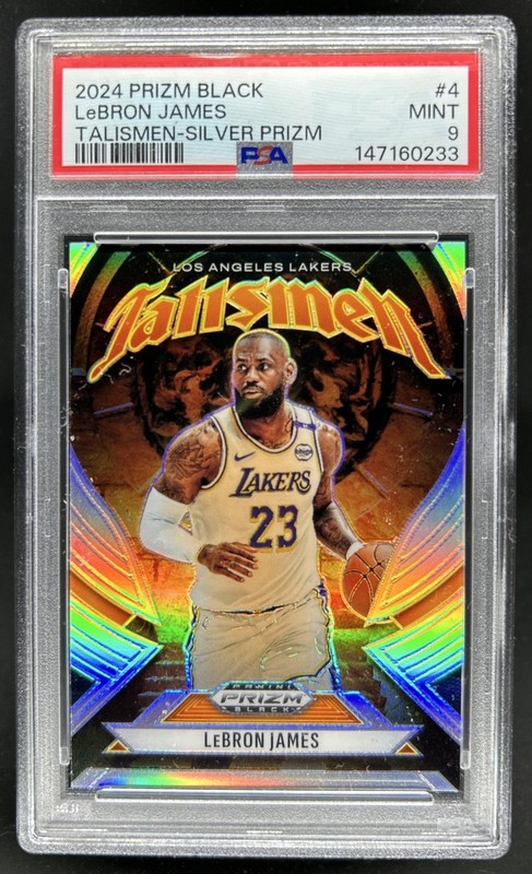 2024-25 Panini Prizm Black LeBron James Talismen Silver Prizm #4 Lakers PSA 9