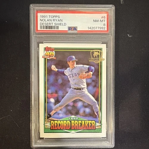 Topps 1991 Nolan Ryan #6 Operation Desert Shield PSA 8 Texas Rangers