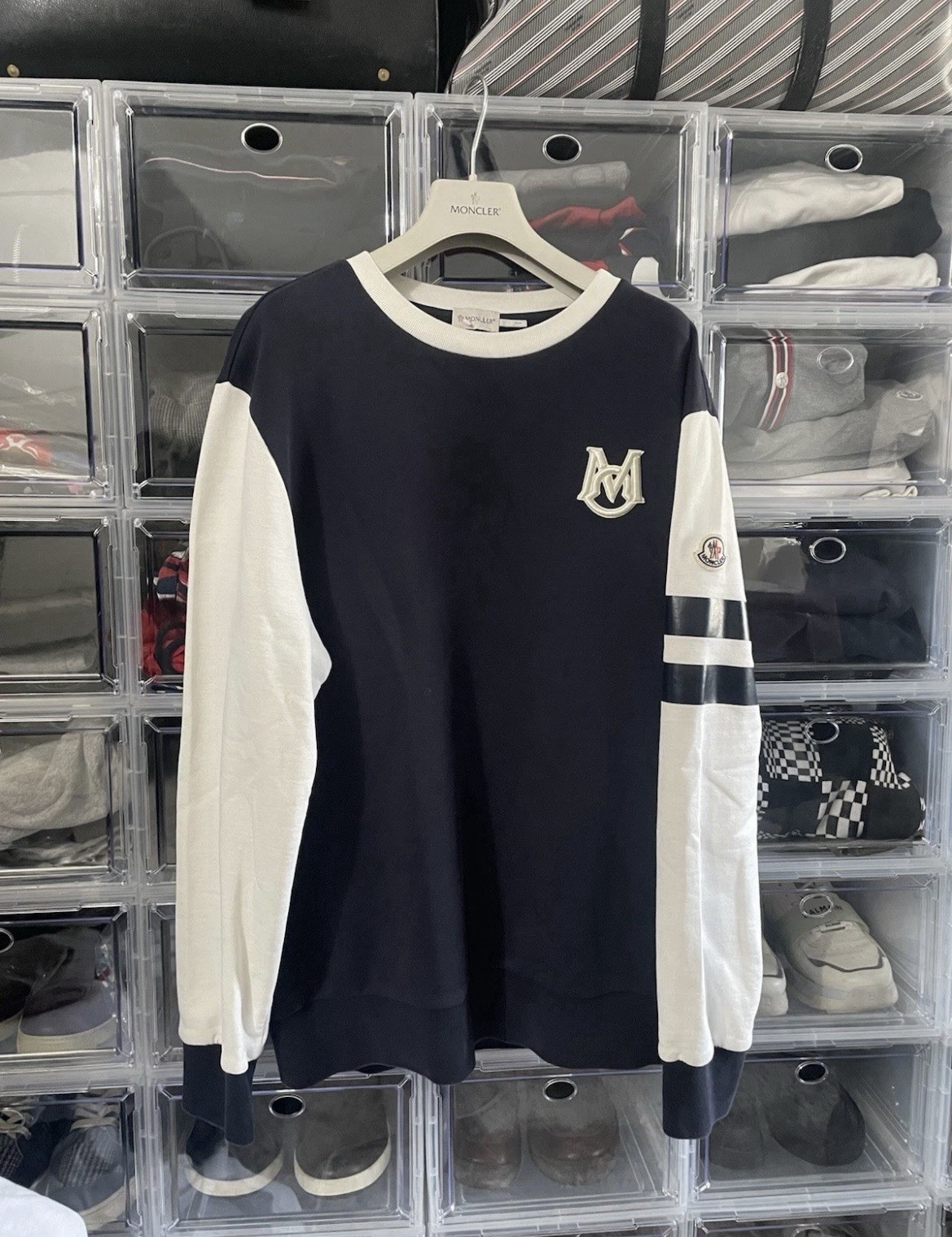 Rare Moncler Tapered Logo-Appliquéd Stripes Cotton Pants And Sweater thumbnail 2