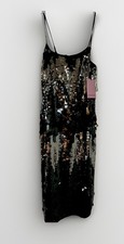 NWT Black Sequin Spaghetti Strap Size 4 Party Dress Cocktail Evening Formal New