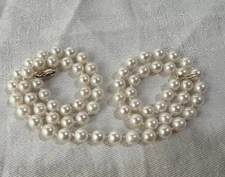 Vintage 19-½” Japanese Cultured Akoya Pearl Necklace 14k Gold clasp 5.5-6mm
