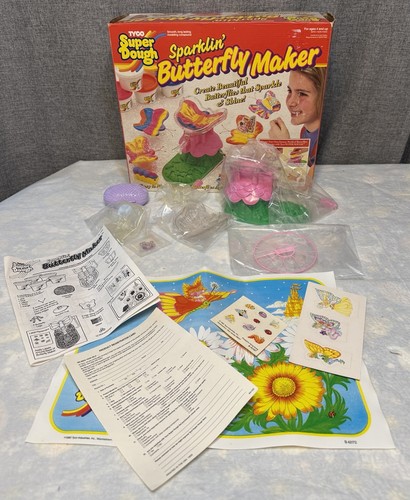 Tyco Sparklin' Butterfly Flower Making Basket 1987 Super Dough Box Missing Dough